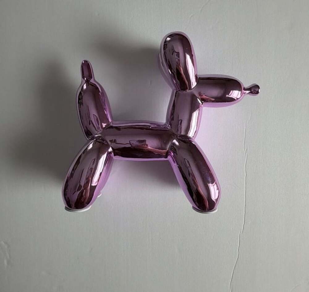 Metallic Pink Ceramic Balloon Dog Figurine Sculpture